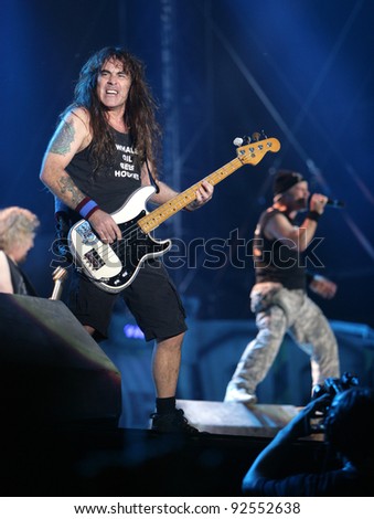 BUDAPEST, HUNGARY - AUG 14: British heavy metal legends Iron Maiden in concert at the annual Sziget music festival on Saturday, August 14, 2010 in Budapest, Hungary