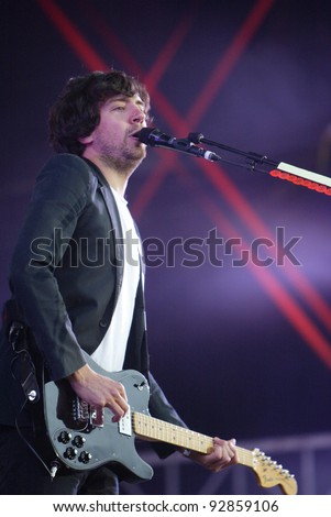 BUDAPEST, HUNGARY - AUG 12: The rock band Snow Patrol in concert at the Sziget music festival in Budapest, Hungary, on Wednesday, August 12, 2009.  Snow Patrol are an alternative rock band from Northern Ireland and Scotland.
