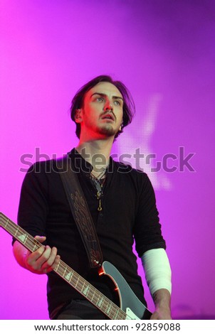 BUDAPEST, HUNGARY - AUG 12: The rock band Snow Patrol in concert at the Sziget music festival in Budapest, Hungary, on Wednesday, August 12, 2009.  Snow Patrol are an alternative rock band from Northern Ireland and Scotland.