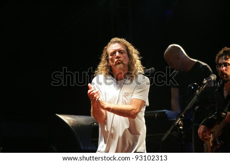 BUDAPEST - AUG 9: Robert Plant, former frontman for Led Zeppelin, performs in concert at the annual Sziget Festival in Budapest, Hungary, on Wednesday, August 9, 2006.