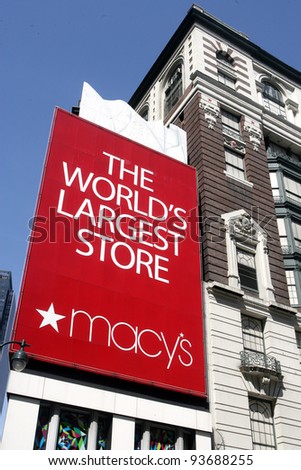 NEW YORK - APR 4: An exterior view of Macy\'s at Herald Square in New York City, on April 4, 2010. The flagship store of Macy\'s is the world\'s largest department store.