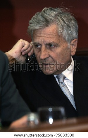 BUDAPEST, HUNGARY - AUG 27: Jean-Claude Trichet, President of the European Central Bank, speaks at the 22nd Annual Congress of the European Economic Association in Budapest, Hungary, on Monday, August 27, 2007.