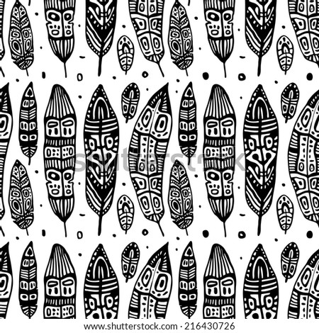 Vintage Feathers seamless background Hand drawn illustration Vintage Feathers seamless background Hand drawn illustration