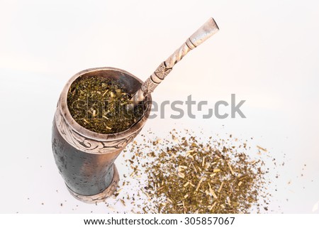 Terere. A typical cold drink made with mate herb from borders between Brazil and Paraguay