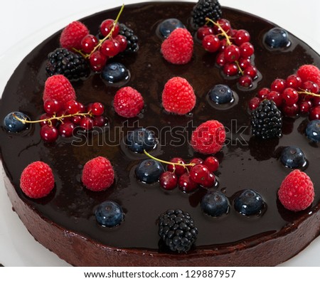 fruit chocolate cake with fruit