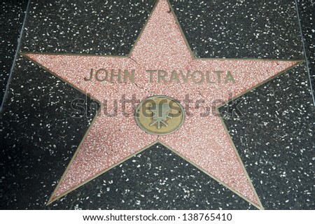 HOLLYWOOD, CALIFORNIA/USA - JULY 31: Hollywood Walk Of Fame John Travolta star in Hollywood California in July 31, 2012. this is the famous street of the stars.