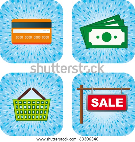 vector credit card icons. Credit card, cash money,