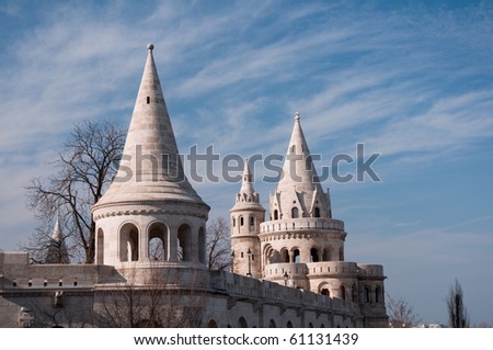 fairy-tale-like castle of Fisherman\'s Bastion in Budapest, capital of Hungary