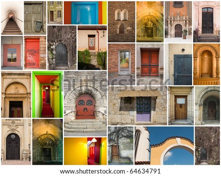 large collage of different doors and gates from all over the Europe