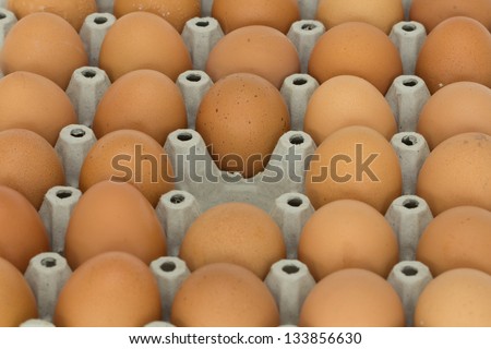 yellow egg in the middle of other eggs