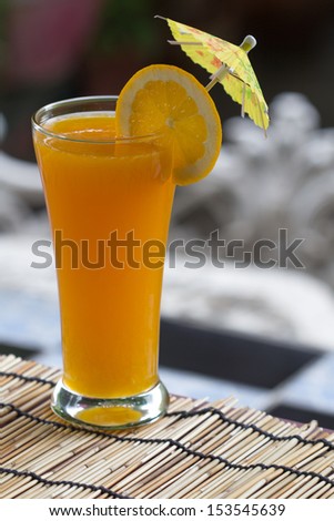 Fresh orange juice on the table