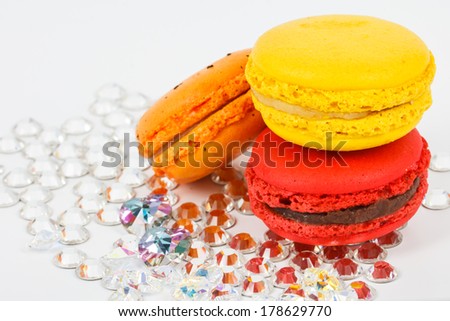 luxury French cookie macaroon on crystals background
