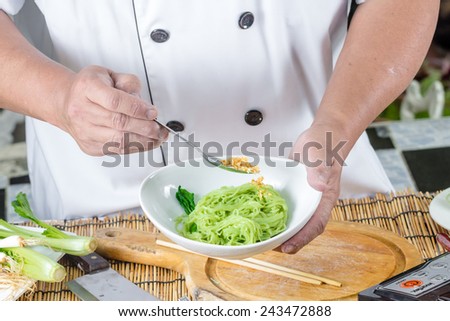 chef cooking for asian food menu name noodles