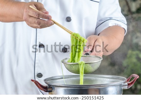 chef cooking for asian food menu name noodle