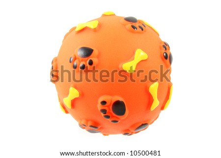isolated shot of toy for dog (orange plastic ball)
