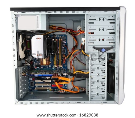 Look into personal computer (isolated on white background)