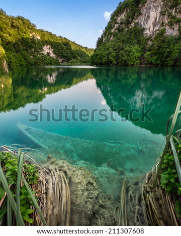 Sunk Boat in Plitvice Lakes National Park in Croatia