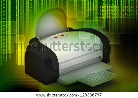 The modern inkjet printer on a white background