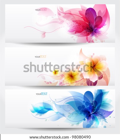 Flower vector background brochure template. Set of floral cards