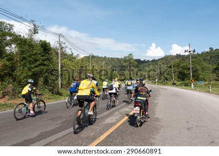 RANONG, THAILAND - MAY 10 : Bike tourism campaign for traveller by The Tourism Authority of Thailand (TAT). MAY 10, 2015 Ranong Thailand.