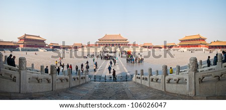 the forbidden city at  beijing in panorama,China