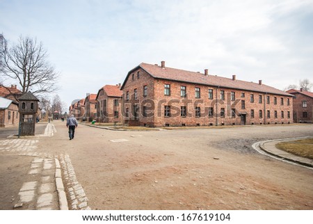 Block of houses in concentration camp Auschwitz, Poland