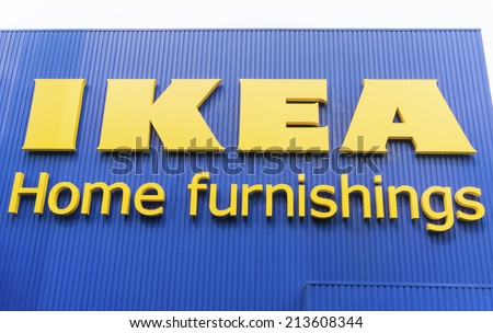 KUALA LUMPUR - JULY 26: IKEA signboard at IKEA Kuala Lumpur Store on July 26, 2014 in Kuala Lumpur, Malaysia. It is the world\'s largest furniture retailer. Established in 1943 by Ingvar Kamprad