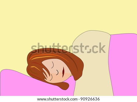 A young woman asleep with a plain background for text