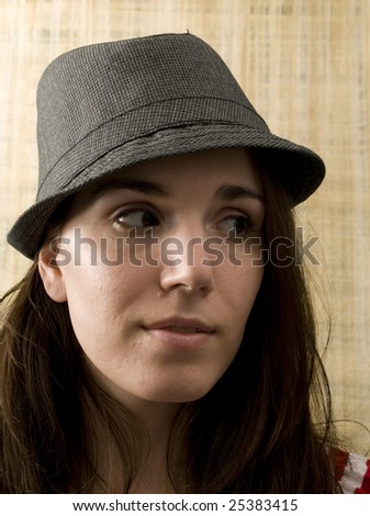Woman Looking to the Side in Fedora