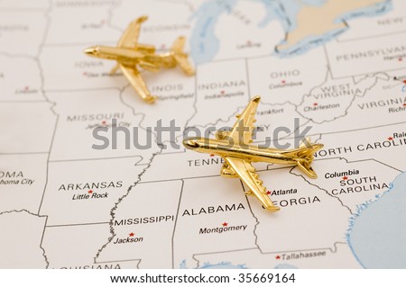 Planes Flying Over the United States. Map is Copyright and Trademark Free, Downloaded off www.nationalatlas.gov