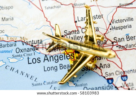 Plane Over Cali. Map is Copyright Free Off a Government Website.