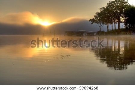 HDR of Sunrise in Lake Okoboji, Iowa.