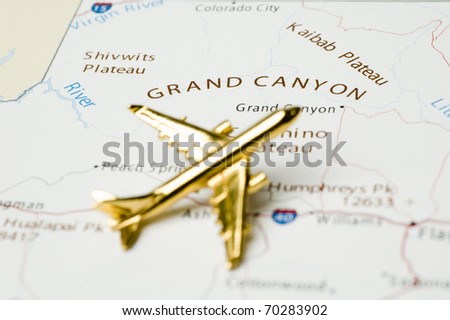 Plane Over Grand Canyon, Map is Copyright Free Off Government Website.