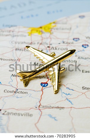 Plane Over Map of Ohio, Map is Copyright Free Off Government Website - Nationalatlas.gov.
