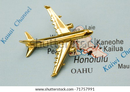 Golden Plane Over Hawaii, Map is Copyright Free Off a Government Website - Nationalatlas.gov