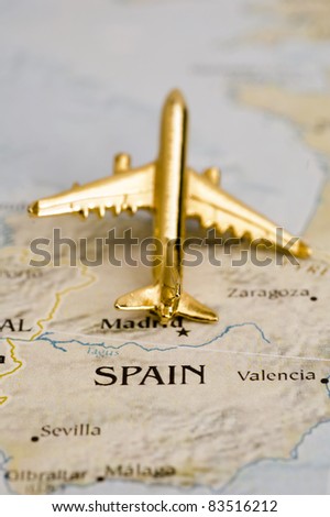 Plane Over Spain, Map is Copyright Free Off a Government Website
