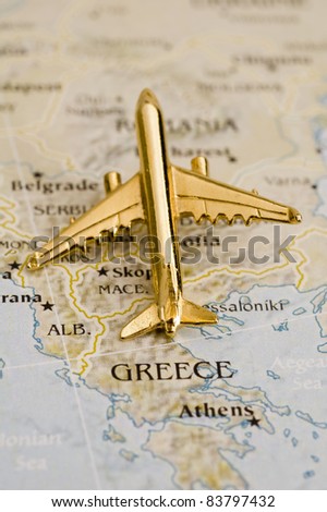 Plane Over Greece, Map is Copyright Free Off a Government Website - Nationalatlas.gov
