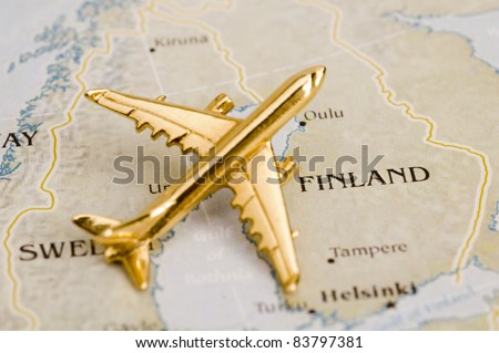 Plane Over Finland and Sweden, Map is Copyright Free Off a Government Website - Nationalatlas.gov