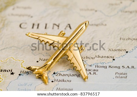 Plane Over China,Map is Copyright Free Off a Government Website - nationalatlas.gov