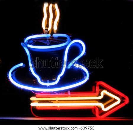 Neon signboard of a cup of coffee