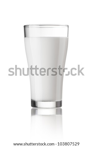 fresh milk in the glass on white background, isolated