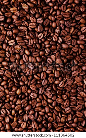 Brown Coffee Beans, Close-Up Of Coffee Beans For Background And Texture