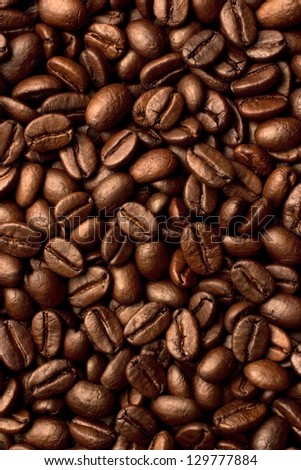 closeup of raw coffee beans, close-up of Brown coffee beans for background and texture