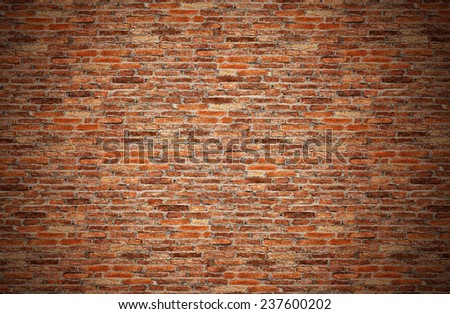 grunge red brick wall, old dark brown, orange brick  fences or grungy rusty blocks of stone work for texture and background