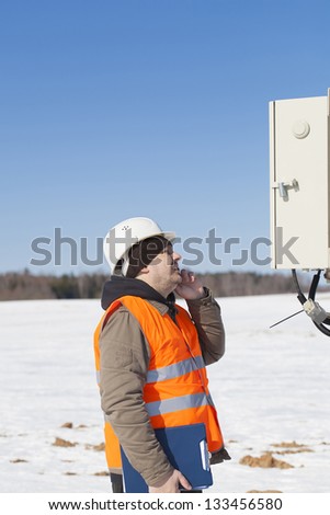 Electrical engineer inspect electric line