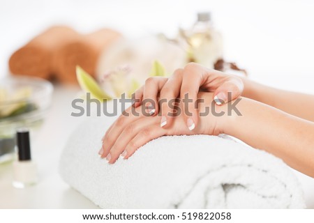 Well manicured nails in spa.