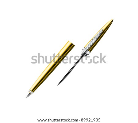 Gold Pen isolated on white background