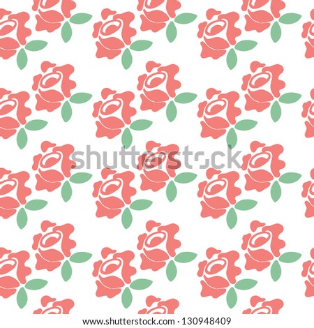 Seamless background pattern of cute flowers on white background , vector illustration