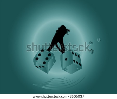 girl throws the dices