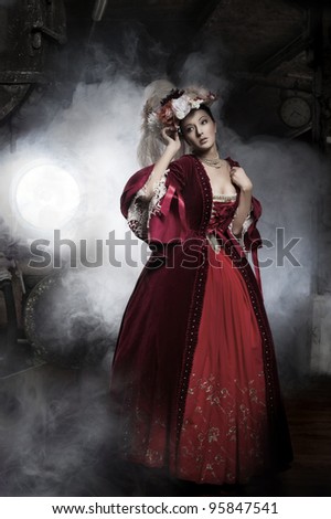 Beauty woman wearing old fashioned dress